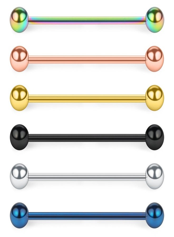 SCERRING 6PCS 14G Short Industrial Barbell Cartilage Earring Body Piercing Jewelry 1 1/4"(32mm) - Mix Color - Image 1
